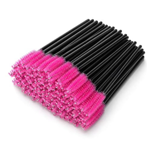 G2PLUS 100Pcs Disposable Rose Eyelash Brushes & Mascara Wands Set - 1in Heads