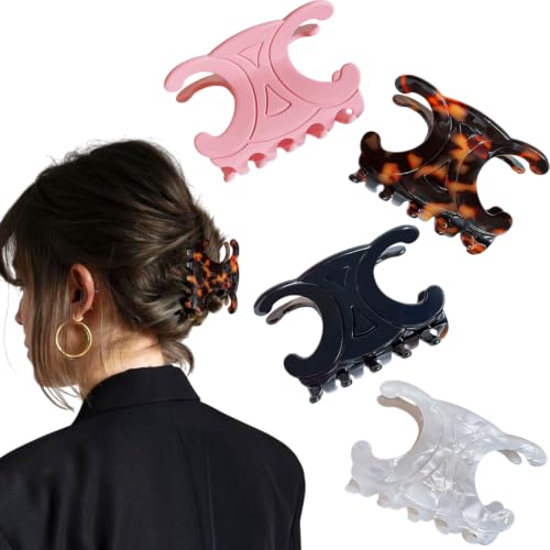 Colorful Acetate Butterfly Hair Clips for Women - 4 Pack Medium Size