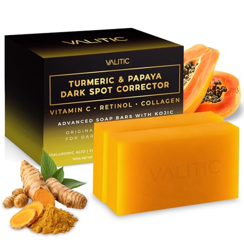 VALITIC Papaya & Turmeric Kojic Acid Dark Spot Correcting Soap Bar 3.5 oz (Pack of 2)