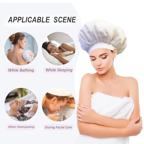 LiWeuHui 2-Pack Net Bonnet for Curly Hair - White Satin-Feel Mesh Drying Cap & Sleep Cap Set