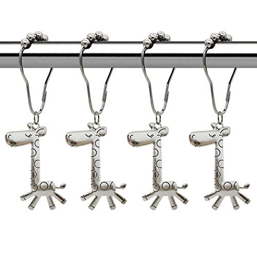 Giraffe Shower Curtain Hooks - Rust Proof Stainless Steel Set of 12