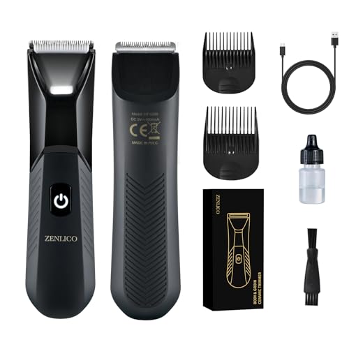 Manscape Body Hair Trimmer, Pubic Hair Trimmer for Men, Ceramic Blade Body Shavers with USB-C Charging, Replaceable Heads Ball Razors with Led Spotlight, 90 Minutes Shaving, Ideal Gift for Men
