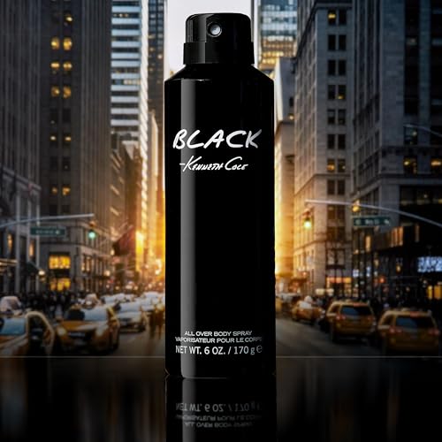 Kenneth Cole Black Body Spray for Men, Aromatic Woody Fragrance, 6.0 Fl. Oz