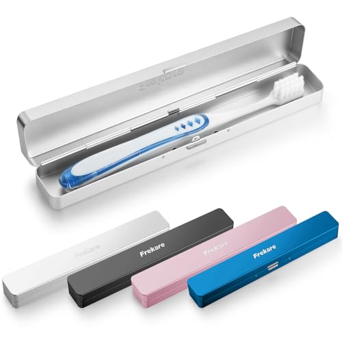 FreKare Aluminum Travel Toothbrush Case 4-Pack - Brushed Silver/Black/Pink/Blue