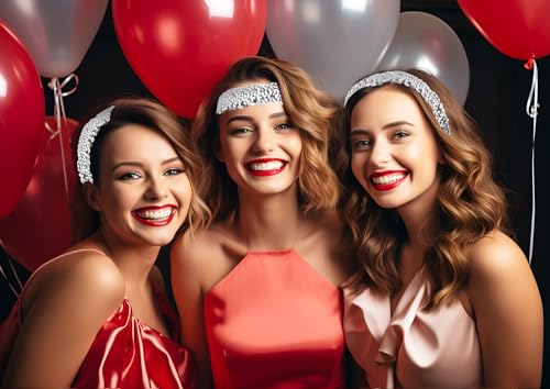 Vintage Sequin Headband for Women - 2 Pcs Elastic Hair Bands