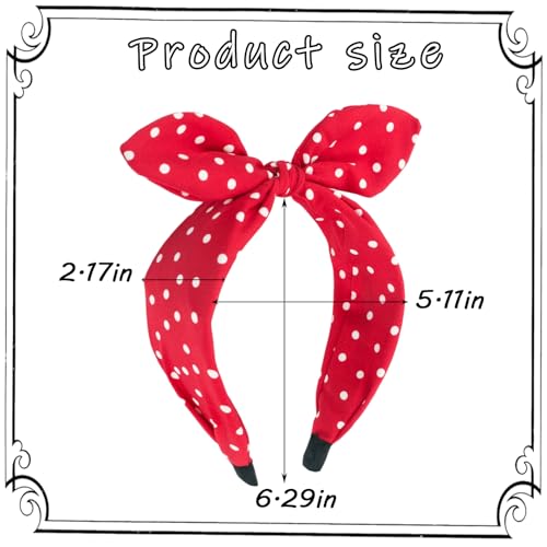 Red Polka Dot Bow Headband for Women & Girls - Retro Knot Hair Accessory