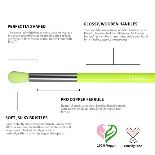 Docolor 10-Piece Makeup Brush Set - Premium Synthetic Neon Green Kit