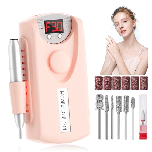 YunLuna Cordless Electric Nail Drill Kit - 30000RPM Professional E-File