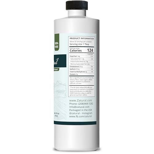 Zatural 16 Fl Oz Cold Pressed Grape Seed Oil - High Smoke Point & Natural Skincare