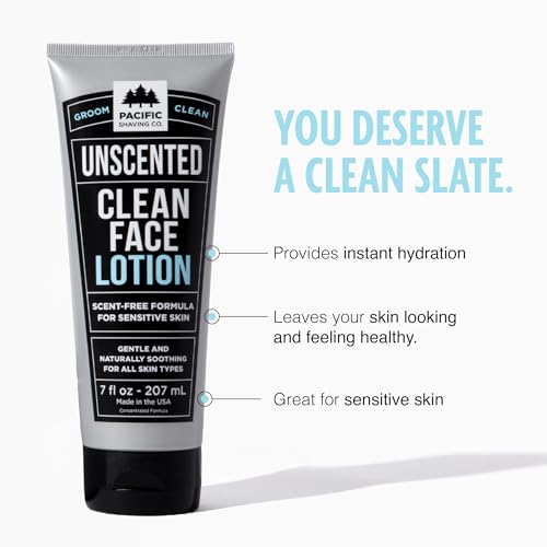 Pacific Shaving Company Clean Face Lotion, Fragrance-Free Moisturizer - 7 Oz