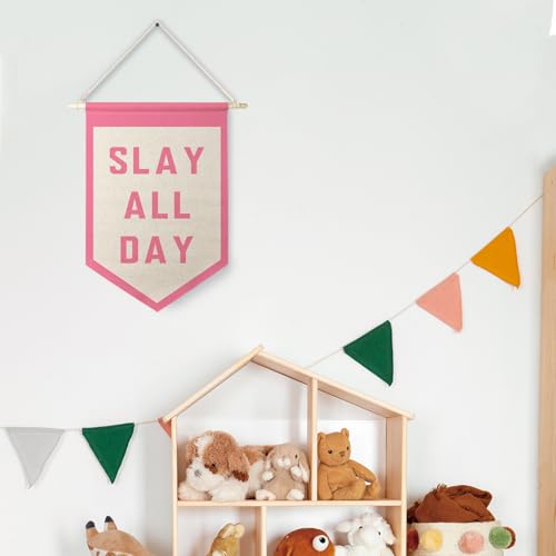 Funny Slay All Day Canvas Pennant Banner for Room Decor