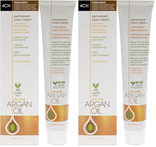 One 'N Only Medium Chocolate Brown Hair Color 3oz Pack of 2 - Permanent, Argan Oil Nourishing Brunette