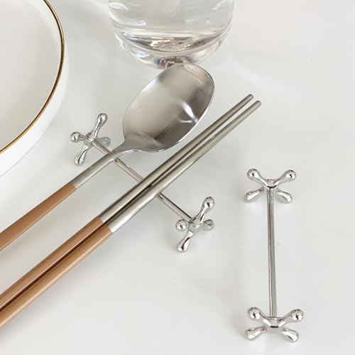304 Stainless Steel Chopstick and Spoon Rest Set - 4 Pieces