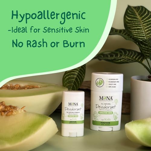MONA Natural Deodorant for Kids - HONEYDEW 1.76 Oz | Aluminum-Free & Hypoallergenic