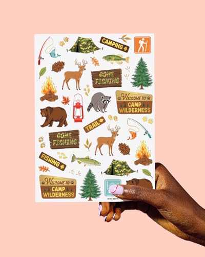 XO Fetti Camping Party Temporary Tattoos 44 Metallic Designs - 8.2x6 Inch Sheets, Wilderness & Forest Animals Favors