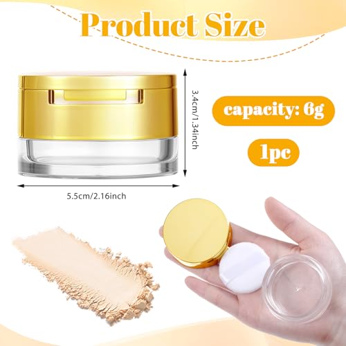 6G Refillable Powder Container with Puff & Mirror - Travel Size