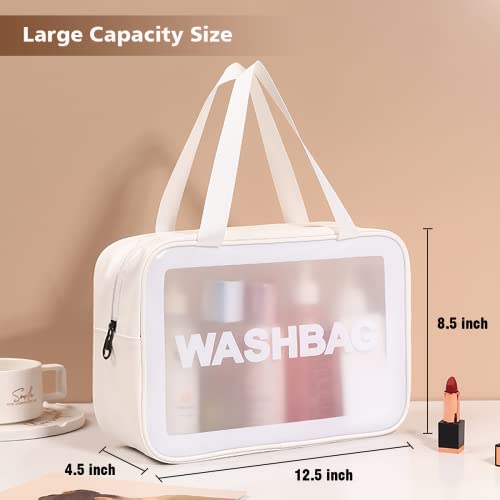 DAPOWER White Travel Toiletry Bag for Women & Men - Large Waterproof Organizer with Handle