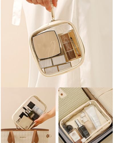 3Pcs Clear Makeup Bag Set for Travel - Waterproof White Set