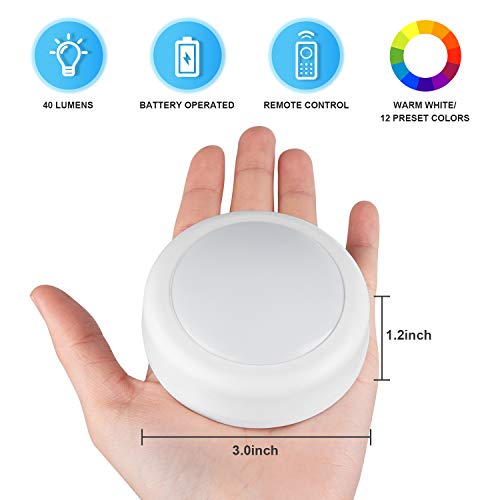 BLS LED Puck Lights with Remote Control - 13 Color Options, Battery Operated, 2 Pack