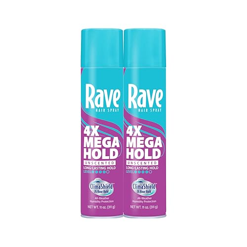 Rave 4X Mega Unscented Hairspray - 24-Hour Hold & Volume Spray