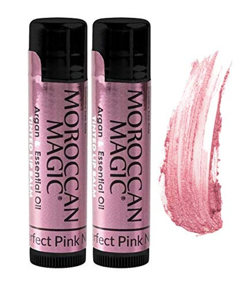 Moroccan Magic Pink Tinted Lip Balm - Natural Argan Oil & Essential Oils | Smooth Application | Non-Toxic, Cruelty Free | 2 Pack