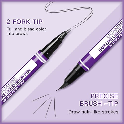UCANBE Soft Brown Curved Eyebrow Pencil with Dual-Ended Spoolie & Precision Tips