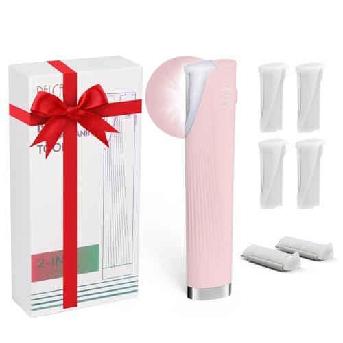 Pelcas Electric Dermaplaning Tool Kit for Face with LED Light - Painless Exfoliation