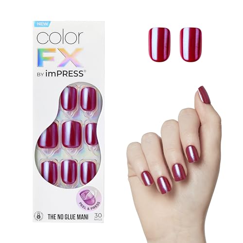 imPRESS No Glue Press On Nails, Red Squoval, 30 Count Kit