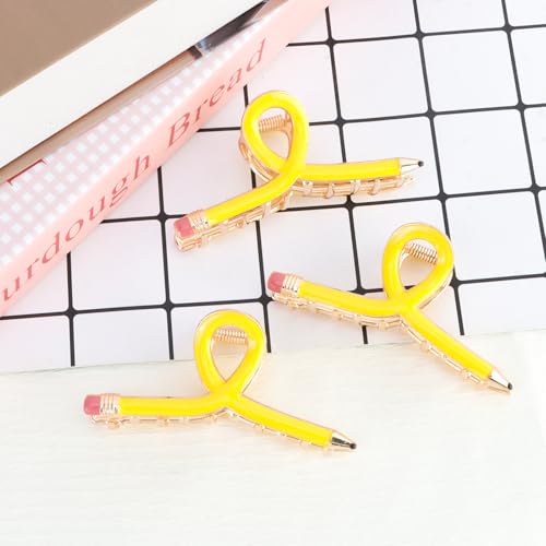 3-Pack Pencil Claw Clips for Teachers - Cute Hair Accessories