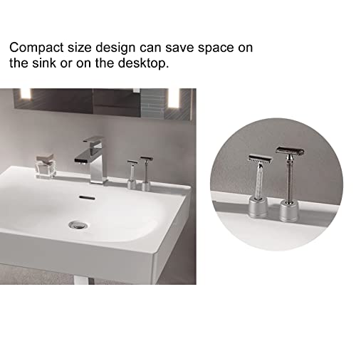 Compact Silver Metal Shaver Holder - Multi-Purpose Stand for Men