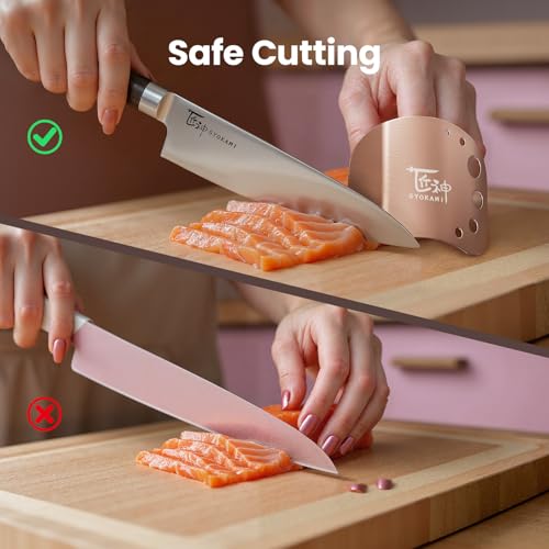 Adjustable Stainless Steel Finger Guards for Cutting Food - 2 Pcs, Rose Gold