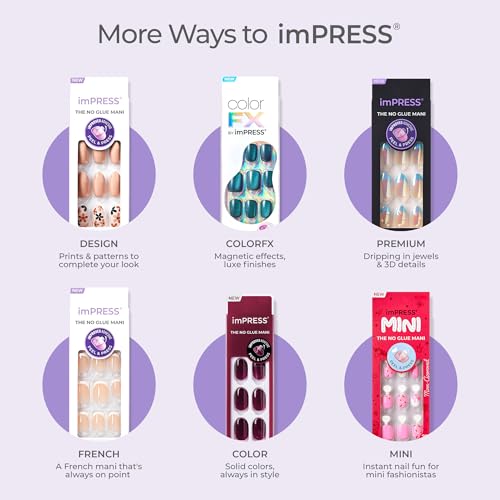 Impress ColorFX No Glue Press On Nails - Metallic Silver & Blue