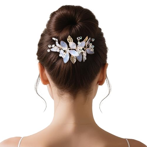 Coucoland Gold Bridal Headband for Brides Handmade Floral Sparkling Hair Accessory