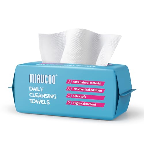 100 Pack Organic Viscose Facial Cleansing Towels for Sensitive Skin - Ultra Soft Dry Wipes