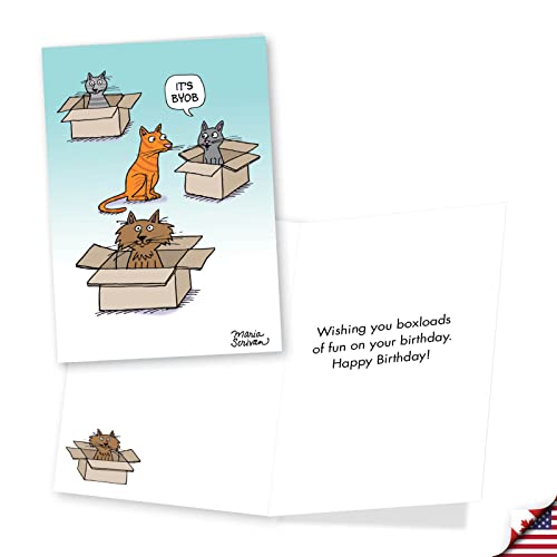 Funny Animal Birthday Greeting Cards - Assorted 3 Pack with Envelopes