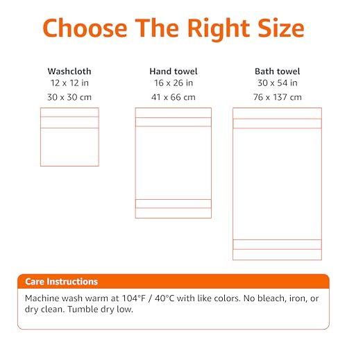 Amazon Basics 12-Pack Cotton Washcloths, 12x12 Inch, Soft & Fade-Resistant
