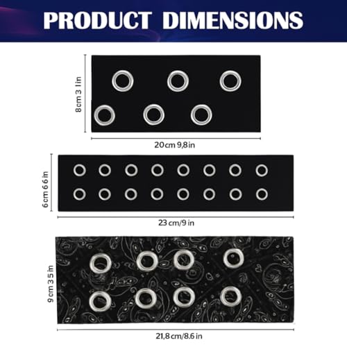 Maysing 3 Pcs Women Grommet Headbands Black Novelty Y2K Fashion Accessories
