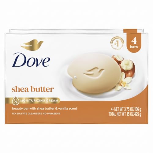 Dove Shea Butter Beauty Bar Soap 3.75 oz Pack of 8 Unscented Nourishing Skin Cleanser