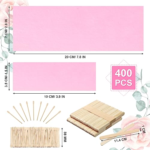 Pink Wax Strips & Applicator Kit - 400 Pieces for Hair Removal at Home