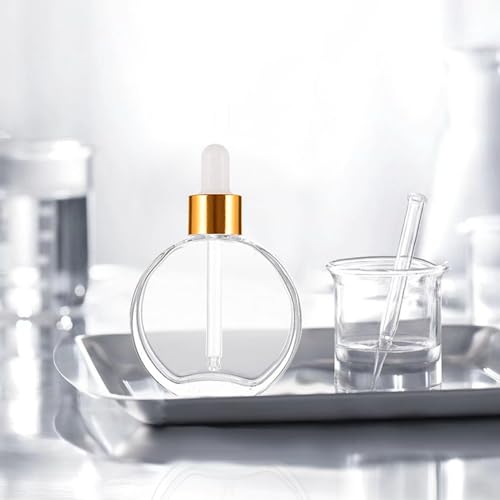 Clear 2 oz Glass Dropper Bottles - 6 Pack with Eye Droppers