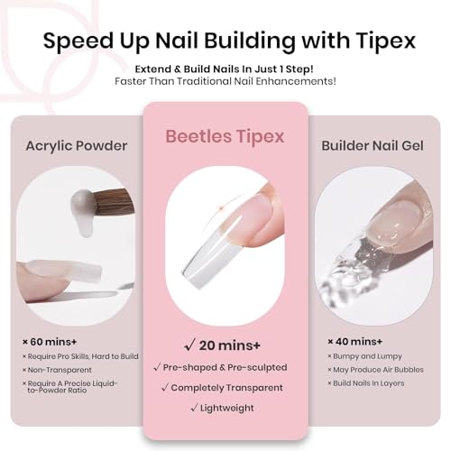 Beetles Long Square Nail Tips - 192pcs Structured Apex for DIY Extensions