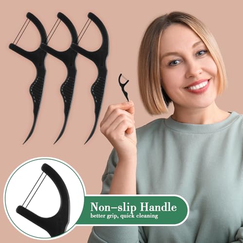 Baderke 100 Count Dual Line Dental Floss Picks for Teeth Cleaning