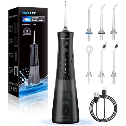 WAFLOO Cordless Water Flosser, 5 Modes Portable Dental Oral Irrigator, 300ml