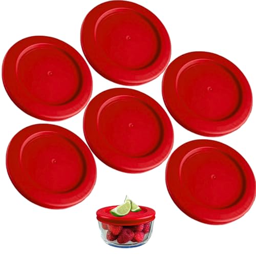 KlareWare 1 Cup Replacement Lids - BPA-Free Red 6-Pack for Pyrex 7202 & Anchor Hocking