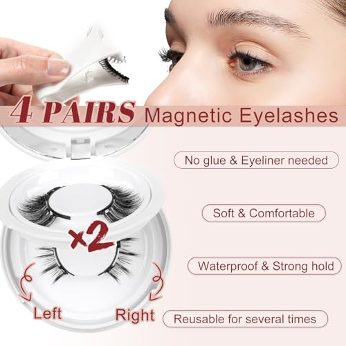 Higu Clace Magnetic Eyelashes 4 Pairs with Applicator Natural Look Wispy No Eyeliner B09
