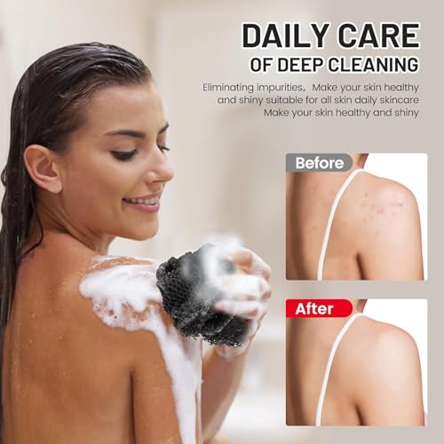 Ember and Root Grey African Exfoliating Body Net Sponge - Gentle Scrub Towel for All Skin Types