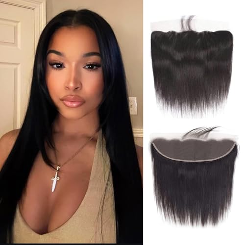 Straight Frontal Closure Human Hair 13x4 Ear to HD Lace Brazilian