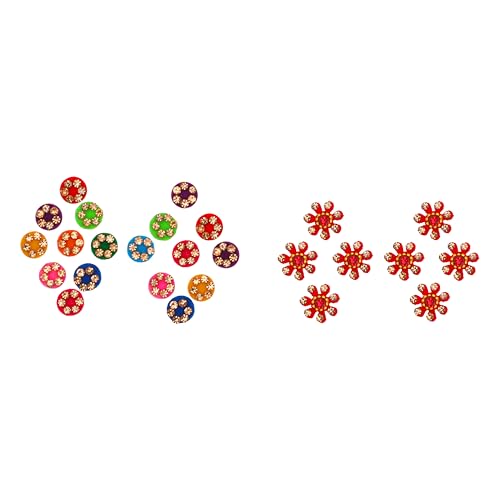 Multicolour Crystal Bindi Pack of 6 for Women - Adhesive Forehead Tikka
