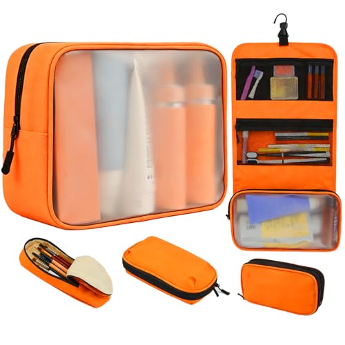 Idcymoul Orange 5-Piece Travel Toiletry Bag Set for Women - Organizer