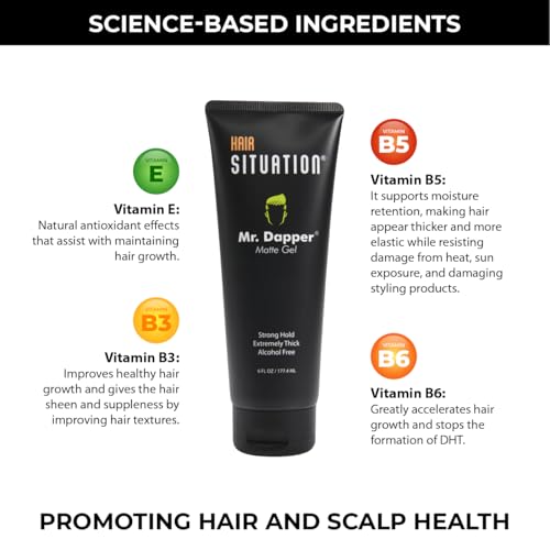 Mr. Dapper Matte Hold Hair Gel for Men - Anti-Frizz, Alcohol-Free, 6 Fl Oz